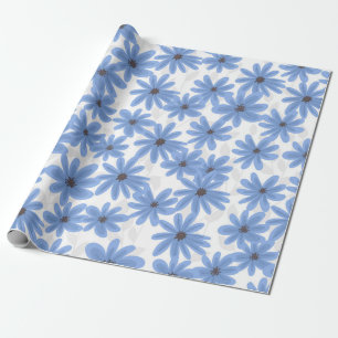 Blauwe bloemen cadeaupapier