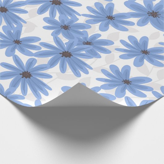 Blauwe bloemen cadeaupapier (Hoek)