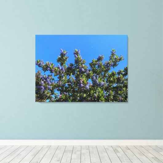 Blauwe bloemen canvas afdruk (Insitu (Houten vloer))