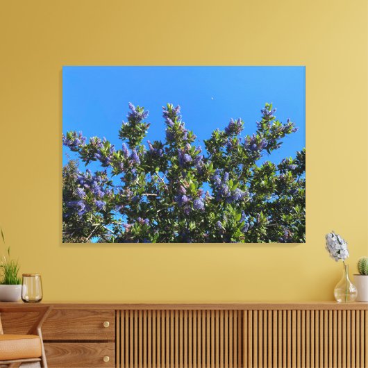 Blauwe bloemen canvas afdruk (Insitu (Woonkamer))