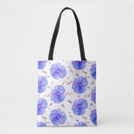 Blauwe Bloemen Canvas tas – Waterverf Bloempatroon