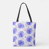 Blauwe Bloemen Canvas tas – Waterverf Bloempatroon (Achterkant)