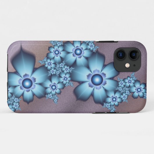 Blauwe bloemen Case-Mate iPhone case (Achterkant (horizontaal))