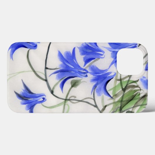 Blauwe bloemen Case-Mate iPhone case (Achterkant (horizontaal))
