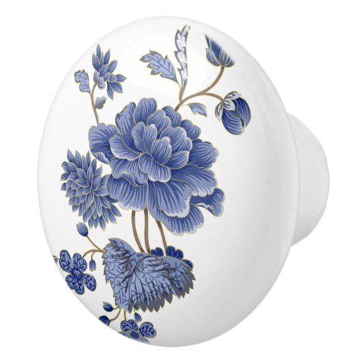 Blauwe Bloemen Ceramische Pull Keramische Knop (Rechts)