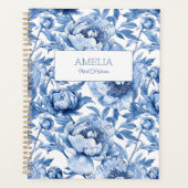 Blauwe Bloemen Chinoiserie Bloem Naam Modern Niet- Planner (Voorkant)