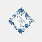 Blauwe bloemen Chinoiserie bloemenjongen Doop Servet (Hoek)