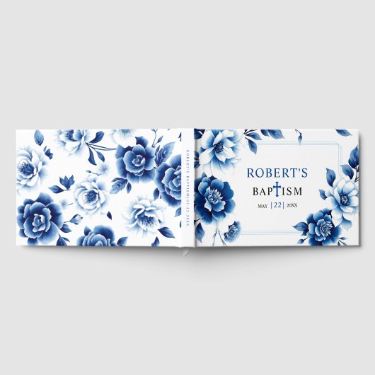 Blauwe bloemen Chinoiserie en drievoudige grens Do Gastenboek (Volledig)