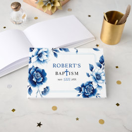 Blauwe bloemen Chinoiserie en drievoudige grens Do Gastenboek