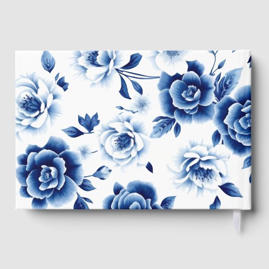 Blauwe bloemen Chinoiserie en drievoudige grens Do Gastenboek (Achterkant)