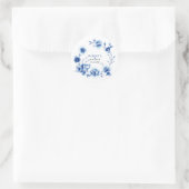 Blauwe bloemen Chinoiserie jongen bloemendoop Ronde Sticker (Tas)