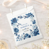 Blauwe bloemen Chinoiserie jongen Doop Dank u Bedankzakje (Geknipt)