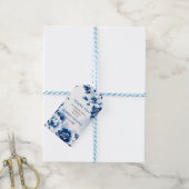 Blauwe bloemen Chinoiserie jongen doop Dank u Cadeaulabel (Met Touw)