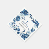 Blauwe bloemen Chinoiserie jongen Doop Dank u Servet (Hoek)