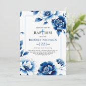 Blauwe bloemen Chinoiserie met driedubbele rand Do Kaart (Staand voorkant)