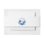 Blauwe bloemen Chinoiserie pioenroos bloem kam bru Uitnodigingen Wikkel (Voorkant Voorbeeld)