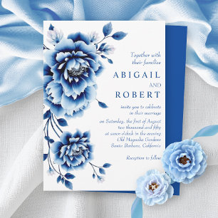 Blauwe bloemen Chinoiserie pioenroos bloemen bruil Kaart