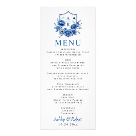 Blauwe bloemen Chinoiserie pioenroos bruiloft menu