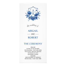 Blauwe bloemen Chinoiserie pioenroos huwelijksprog Reclamekaart