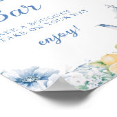 Blauwe Bloemen Citrus thema Bloom Bar Poster (Hoek)