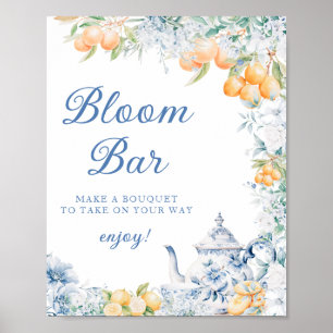 Blauwe Bloemen Citrus thema Bloom Bar Poster