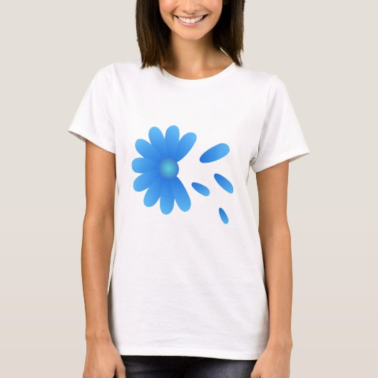 BLAUWE BLOEMEN COMFORTABELE T - SHIRTS (Voorkant)