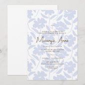 Blauwe Bloemen Communie Uitnodiging (Voorkant / Achterkant)