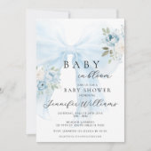 Blauwe bloemen Coquette Bow Baby in bloei Jongensd Kaart (Voorkant)