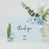 Blauwe Bloemen Cowboy Dankjewel Card Bedankkaart (Staand voorkant)