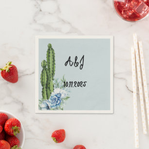 Blauwe Bloemen Cowboy Dankjewel Card Servet