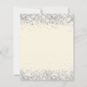 Blauwe bloemen crème zilver 25ste huwelijksuitnodi (Achterkant)