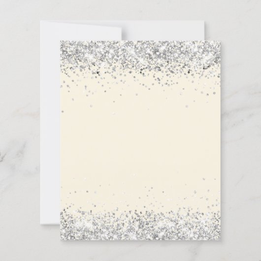 Blauwe bloemen crème zilver 25ste huwelijksuitnodi (Achterkant)