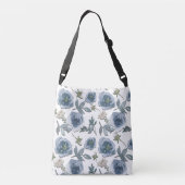Blauwe bloemen crossbody tas (Achterkant)