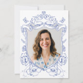 Blauwe Bloemen Custom Foto 30ste Verjaardagsfeest Kaart (Achterkant)