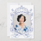 Blauwe Bloemen Custom Foto 60ste Verjaardagsfeest Kaart (Achterkant)