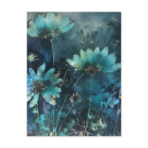 Blauwe Bloemen Cyanotype Gemengde Media