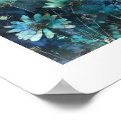 Blauwe Bloemen Cyanotype Gemengde Media Poster (Hoek)