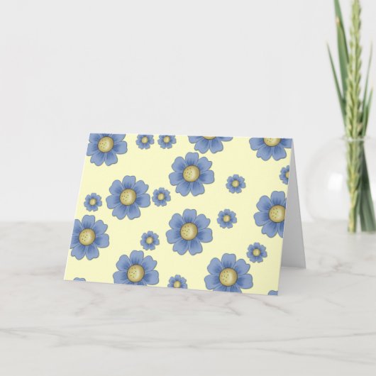 Blauwe bloemen D5 Lege basisWenskaart Kaart (Voorkant)