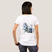 Blauwe bloemen damesshirt t-shirt (Achterkant volledig)
