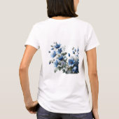 Blauwe bloemen damesshirt t-shirt (Achterkant)