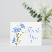 Blauwe Bloemen Dank u Daisy Flower Wedding Daisies Briefkaart (Staand voorkant)