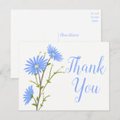 Blauwe Bloemen Dank u Daisy Flower Wedding Daisies Briefkaart (Voorkant / Achterkant)