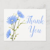 Blauwe Bloemen Dank u Daisy Flower Wedding Daisies Briefkaart (Voorkant)