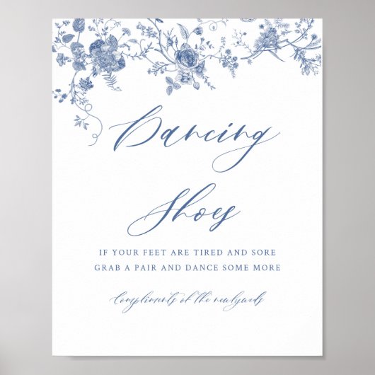 Blauwe Bloemen Dansende Schoenen Voor Bruiloftsgas Poster (Voorkant)