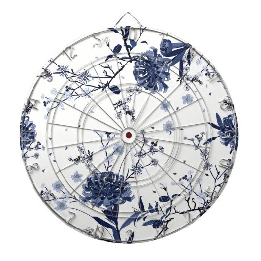 Blauwe bloemen dartbord (Voorkant)