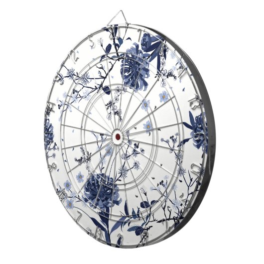 Blauwe bloemen dartbord (Voorkant Rechts)