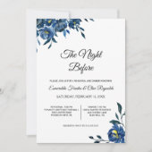 Blauwe bloemen de avond voor repetitie diner kaart (Voorkant)