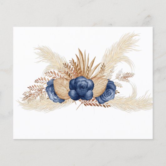 Blauwe bloemen delen een Datum Nachtelijke Vrijgez Flyer (Achterkant)