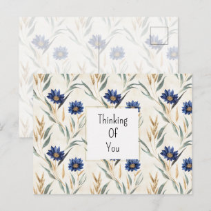 Blauwe Bloemen Denk aan jou Briefkaart