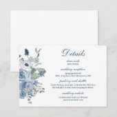 Blauwe Bloemen Details Bruiloft Informatiekaartje (Voorkant / Achterkant)
